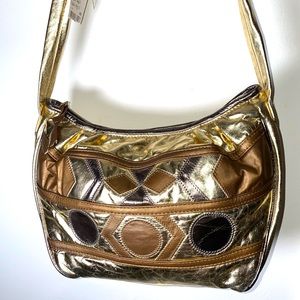 Vintage genuine leather metallic boho bag NWT